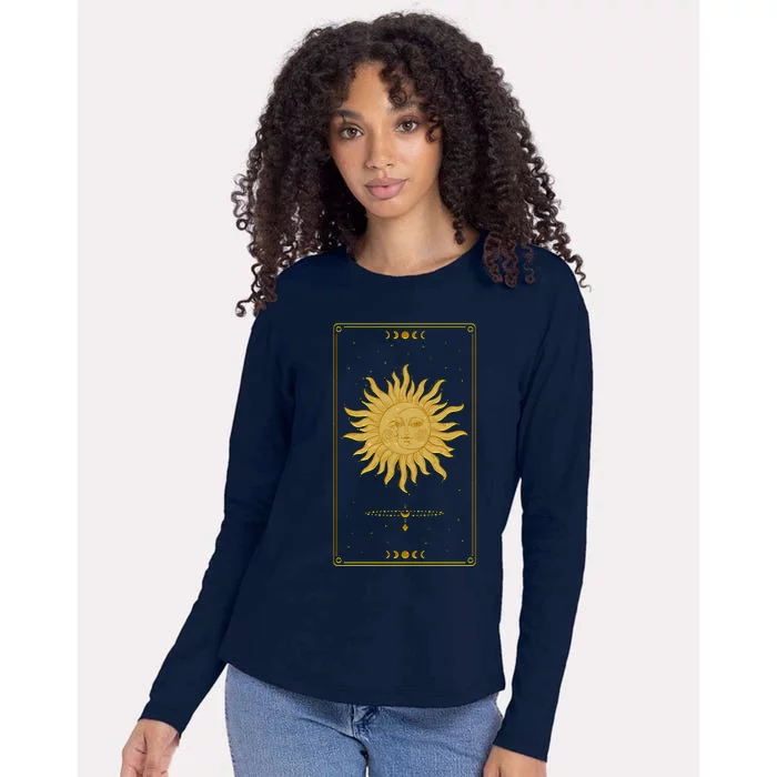 Vintage Retro Sun and Moon Tarot Card Womens Cotton Relaxed Long Sleeve T-Shirt