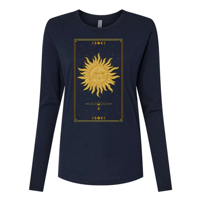 Vintage Retro Sun and Moon Tarot Card Womens Cotton Relaxed Long Sleeve T-Shirt