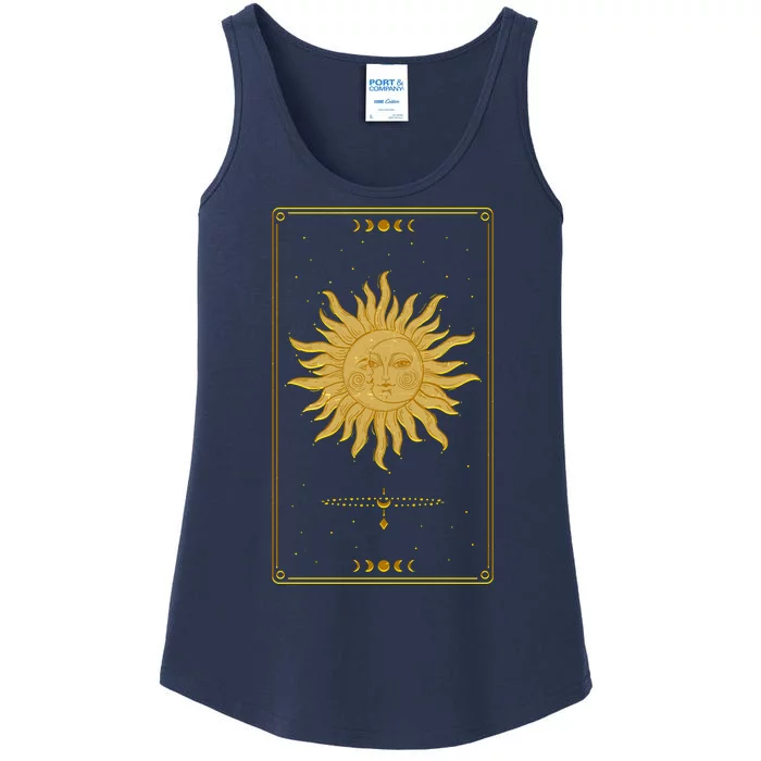 Vintage Retro Sun and Moon Tarot Card Ladies Essential Tank