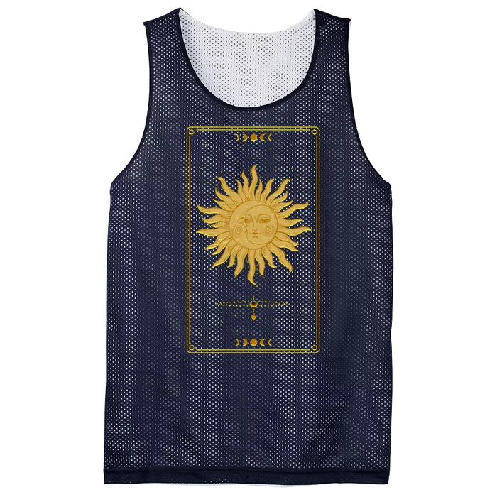 Vintage Retro Sun and Moon Tarot Card Mesh Reversible Basketball Jersey Tank