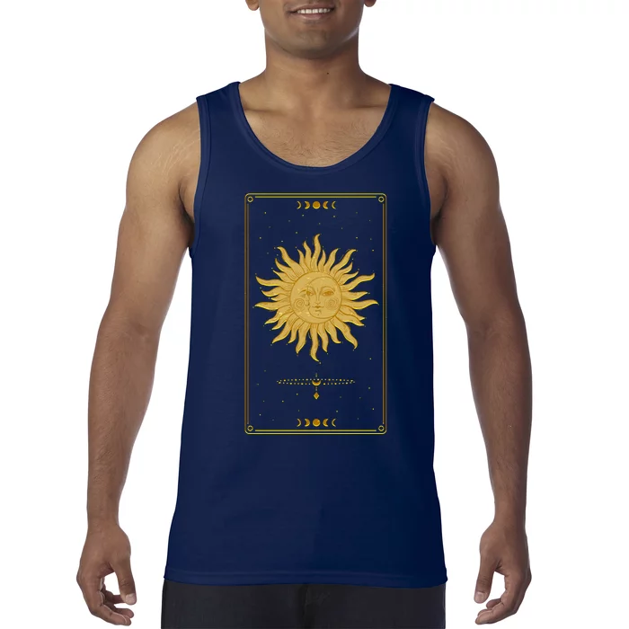 Vintage Retro Sun and Moon Tarot Card Tank Top