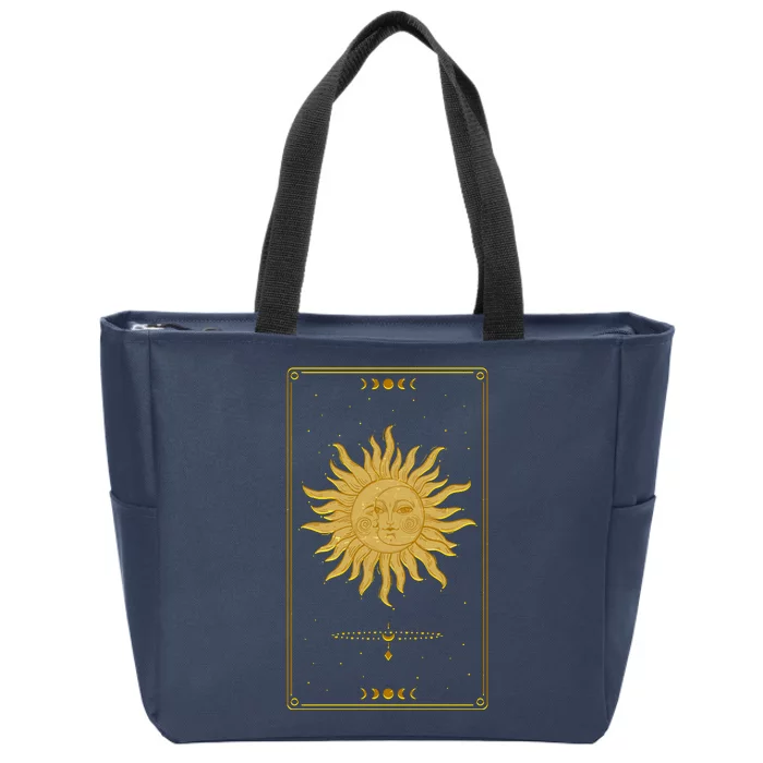 Vintage Retro Sun and Moon Tarot Card Zip Tote Bag