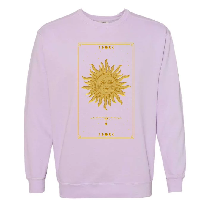 Vintage Retro Sun and Moon Tarot Card Garment-Dyed Sweatshirt