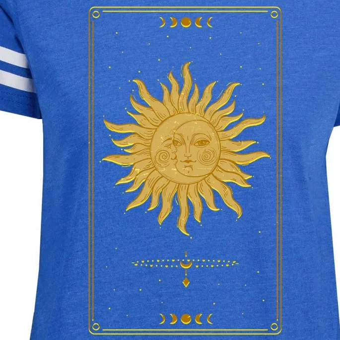 Vintage Retro Sun and Moon Tarot Card Enza Ladies Jersey Football T-Shirt