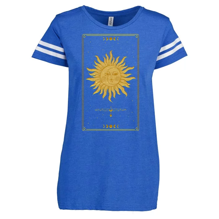 Vintage Retro Sun and Moon Tarot Card Enza Ladies Jersey Football T-Shirt