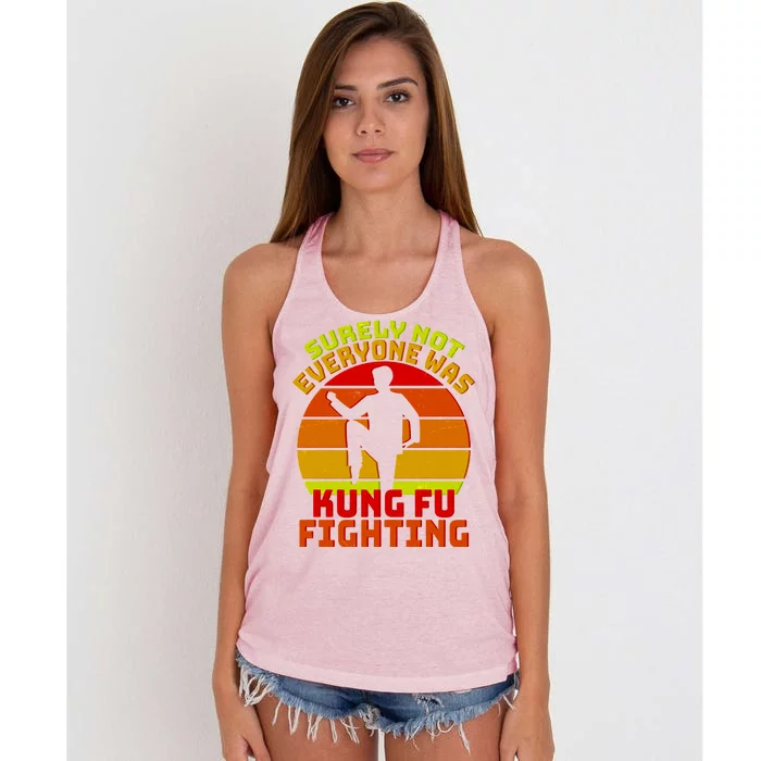 Vintage Retro Surely Not Everyone Was Kung Fu Fighting Women's Knotted Racerback Tank