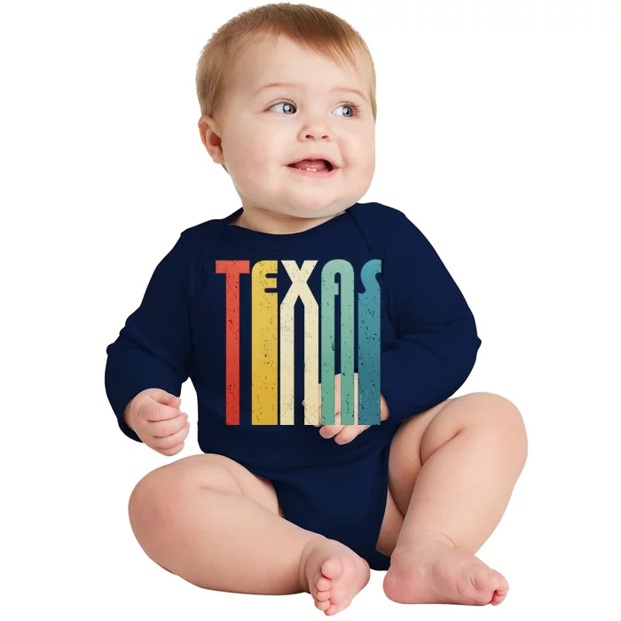 Vintage Retro Texas Baby Long Sleeve Bodysuit