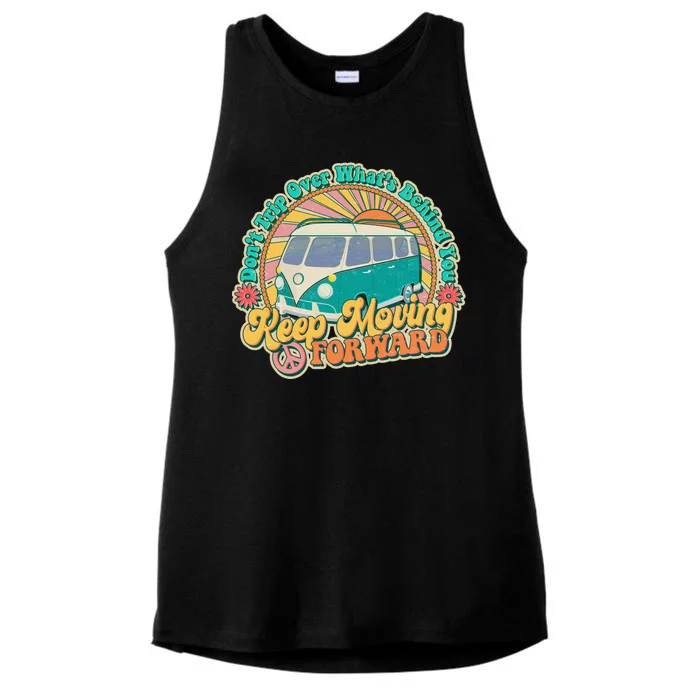 Vintage Retro VW Bus Keep Moving Forward Sunshine Ladies Tri-Blend Wicking Tank