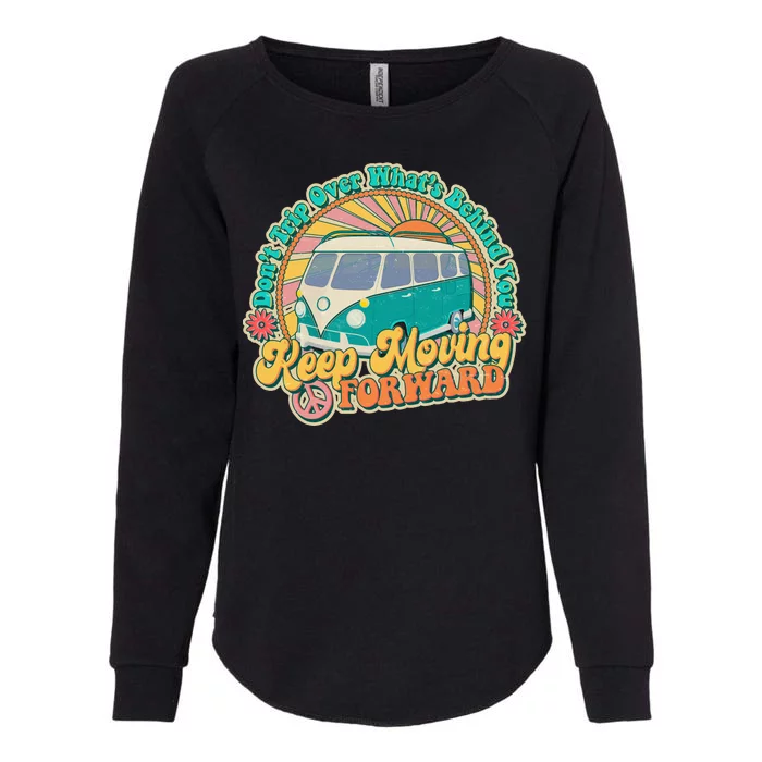 Vintage Retro VW Bus Keep Moving Forward Sunshine Womens California Wash Sweatshirt