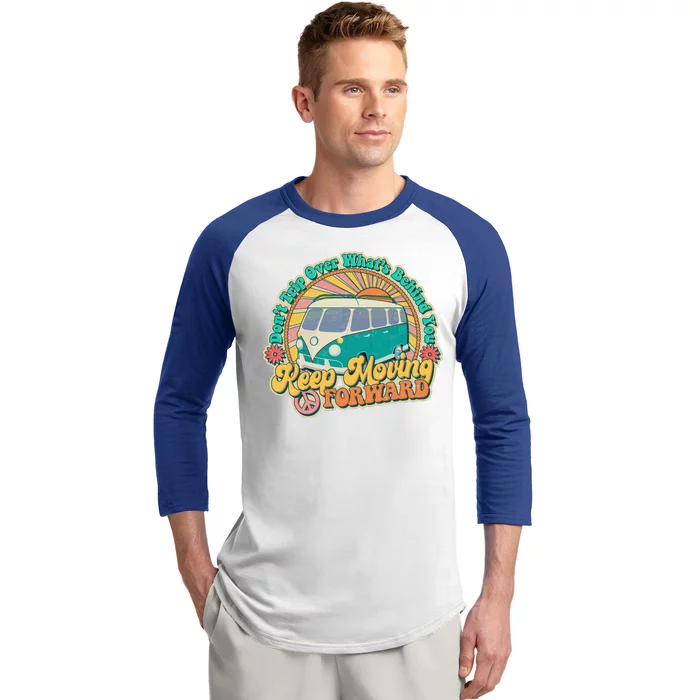 Vintage Retro VW Bus Keep Moving Forward Sunshine Baseball Sleeve Shirt