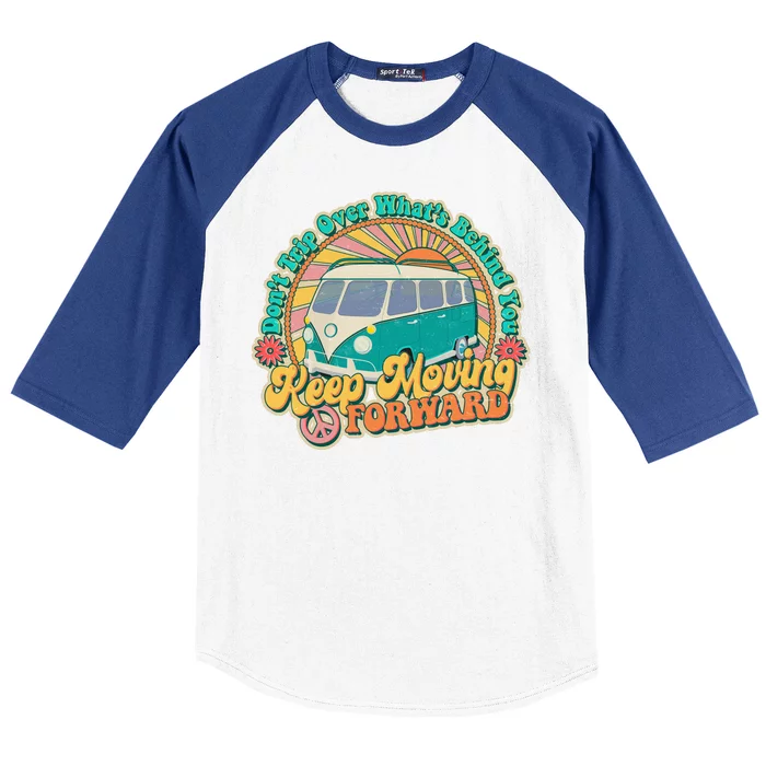 Vintage Retro VW Bus Keep Moving Forward Sunshine Baseball Sleeve Shirt