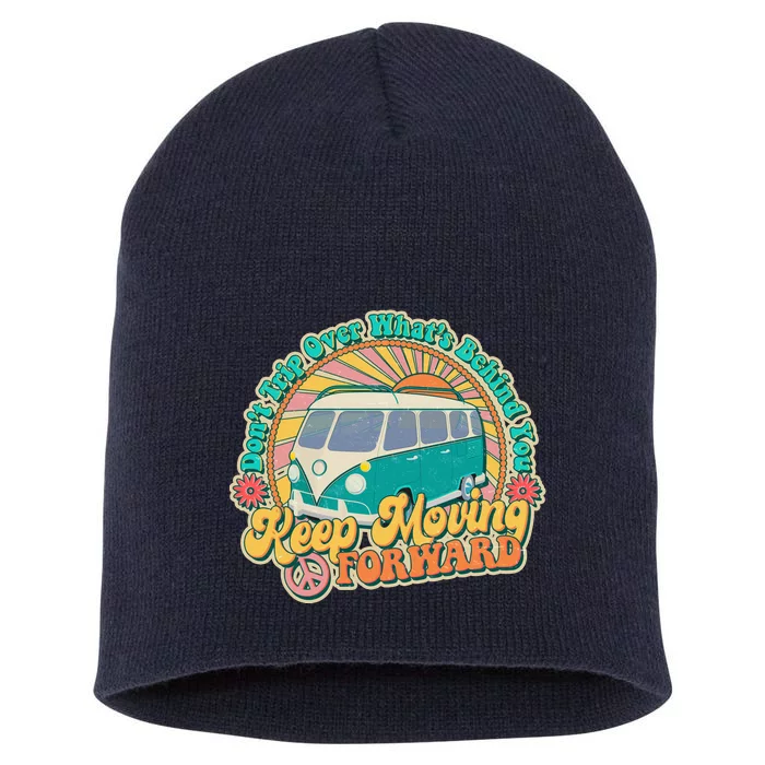 Vintage Retro VW Bus Keep Moving Forward Sunshine Short Acrylic Beanie