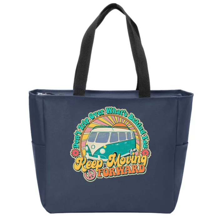 Vintage Retro VW Bus Keep Moving Forward Sunshine Zip Tote Bag