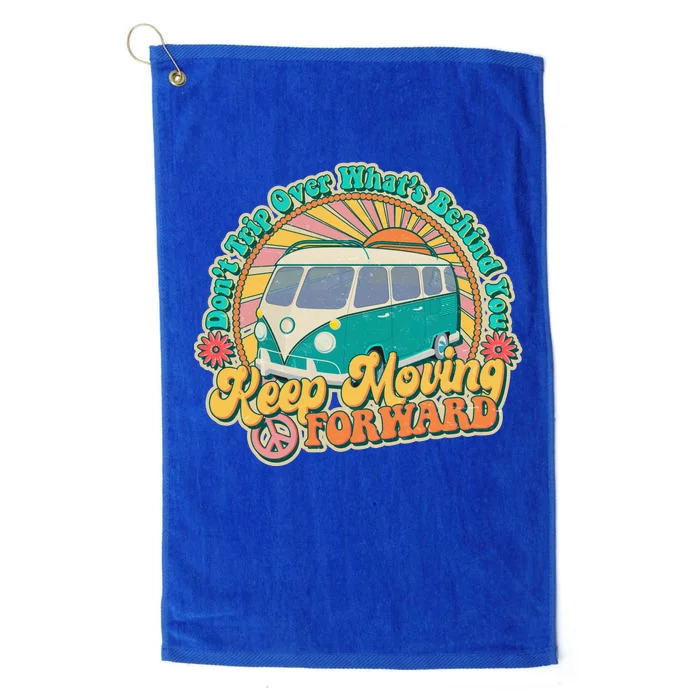 Vintage Retro VW Bus Keep Moving Forward Sunshine Platinum Collection Golf Towel