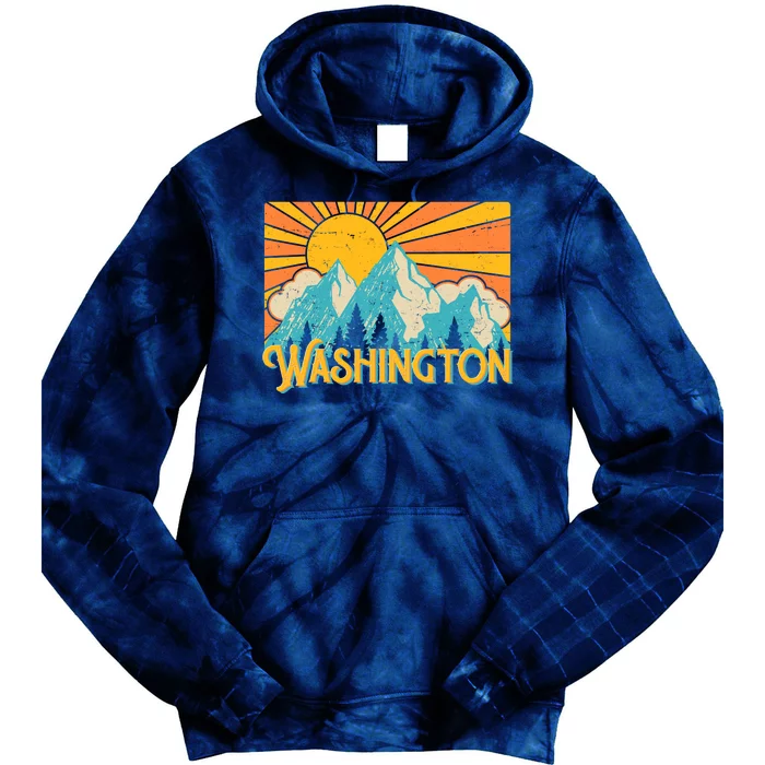 Vintage Retro Washington Sunshine Mountains Tie Dye Hoodie