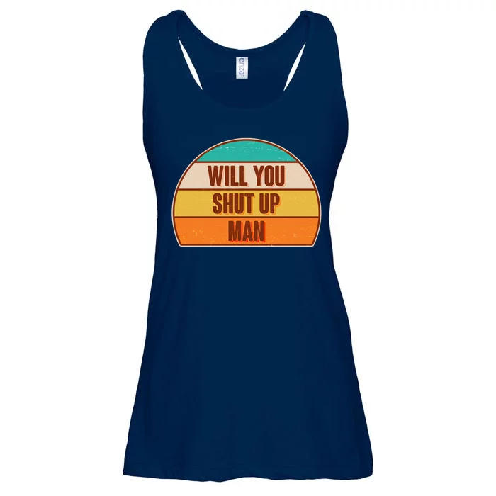 Vintage Retro Will You Shut Up Man Biden Vs Trump Debate Ladies Essential Flowy Tank