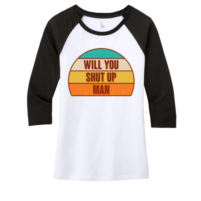 Vintage Retro Will You Shut Up Man Biden Vs Trump Debate Women's Tri-Blend 3/4-Sleeve Raglan Shirt