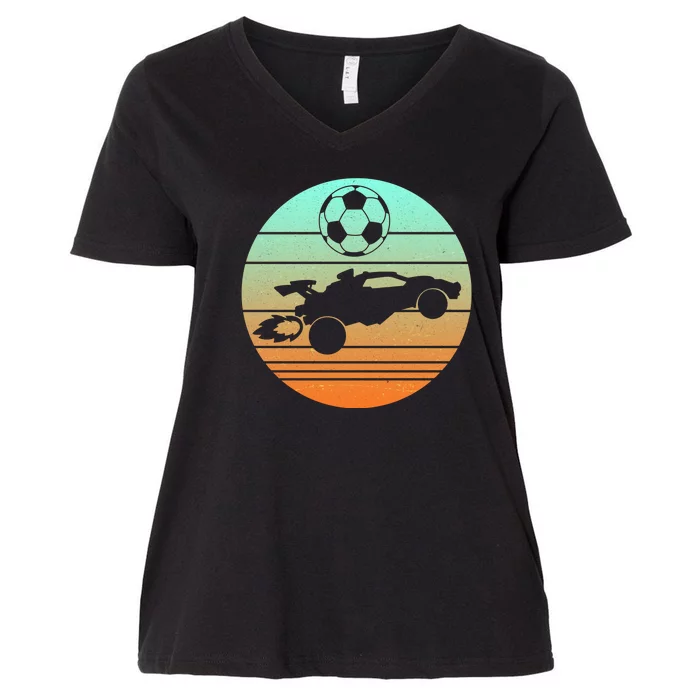 Vintage Rocket RC Soccer Car League Gamer Women's V-Neck Plus Size T-Shirt