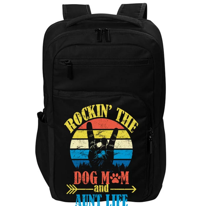 Vintage Rockin The Dog Mom And Aunt Life Impact Tech Backpack