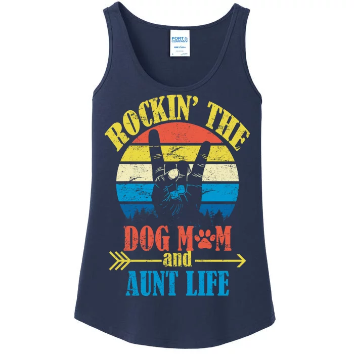 Vintage Rockin The Dog Mom And Aunt Life Ladies Essential Tank