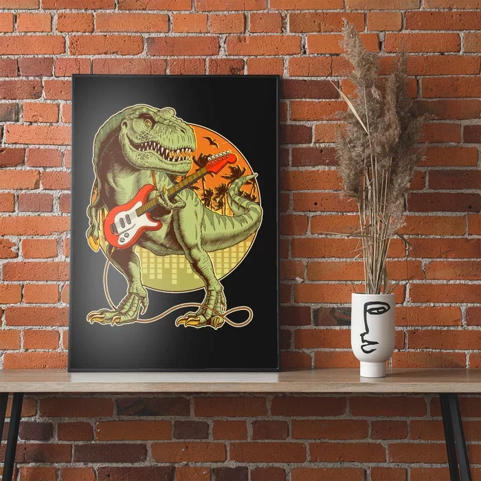 Vintage Rocking Guitar T-Rex Dinosaur Poster