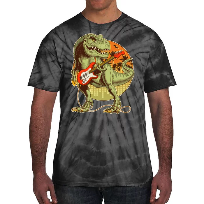 Vintage Rocking Guitar T-Rex Dinosaur Tie-Dye T-Shirt