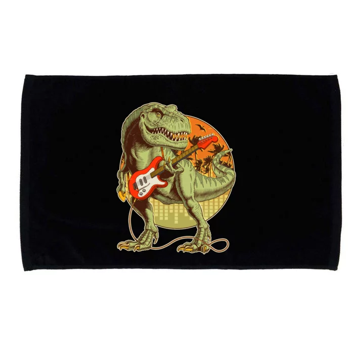 Vintage Rocking Guitar T-Rex Dinosaur Microfiber Hand Towel