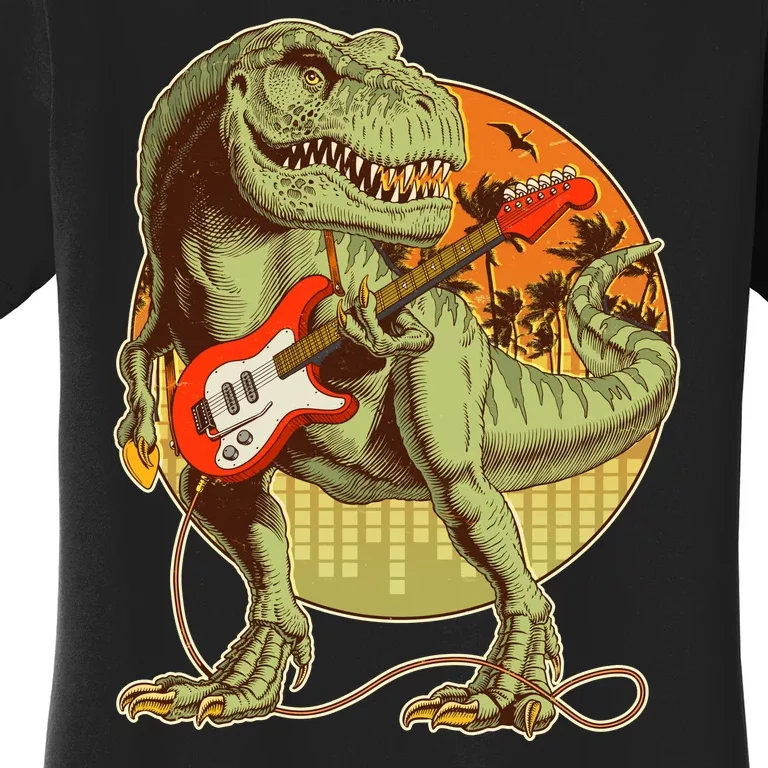 Vintage Rocking Guitar T-Rex Dinosaur Women's T-Shirt