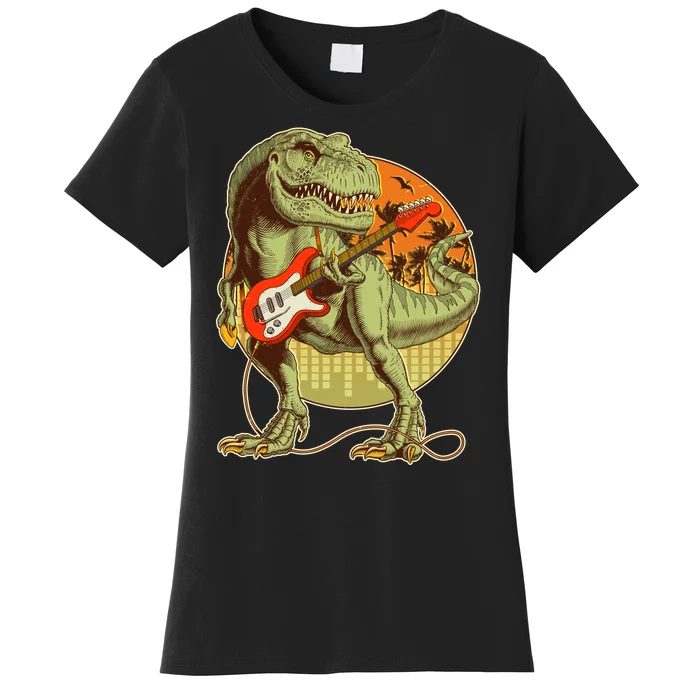 Vintage Rocking Guitar T-Rex Dinosaur Women's T-Shirt