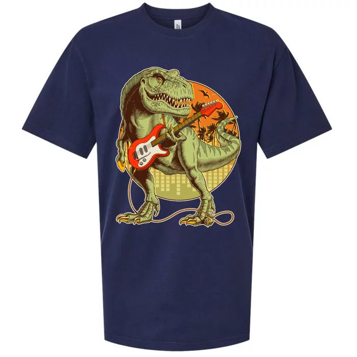 Vintage Rocking Guitar T-Rex Dinosaur Sueded Cloud Jersey T-Shirt