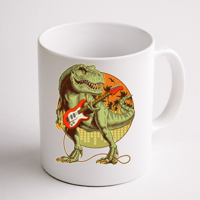 Vintage Rocking Guitar T-Rex Dinosaur Front & Back Coffee Mug