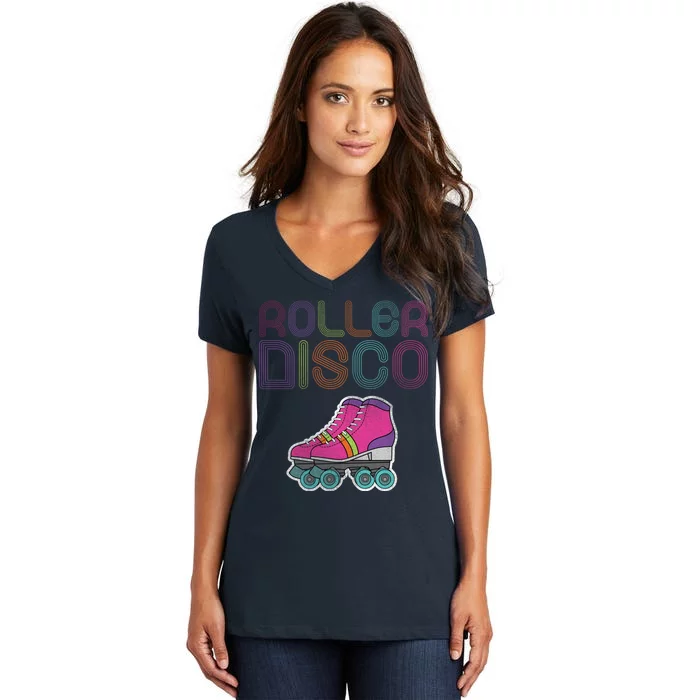 Vintage Roller Disco Skater Women's V-Neck T-Shirt