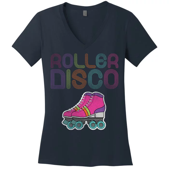 Vintage Roller Disco Skater Women's V-Neck T-Shirt