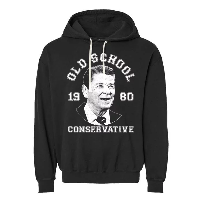 Vintage Ronald Reagan Old School Conservative Garment-Dyed Fleece Hoodie