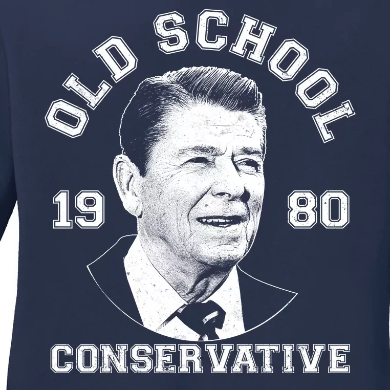 Vintage Ronald Reagan Old School Conservative Ladies Long Sleeve Shirt