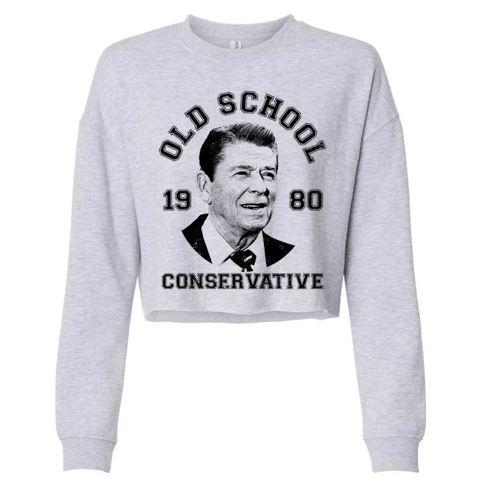 Vintage Ronald Reagan Old School Conservative Cropped Pullover Crew