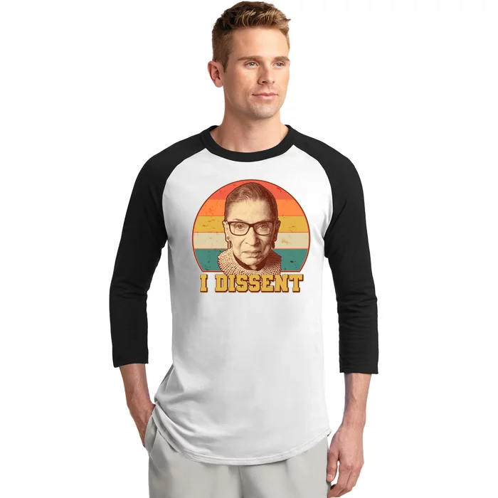 Vintage Ruth Bader Ginsburg I Dissent RBG Tribute Baseball Sleeve Shirt