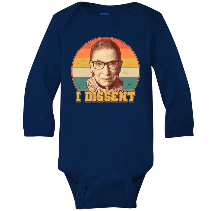 Vintage Ruth Bader Ginsburg I Dissent RBG Tribute Baby Long Sleeve Bodysuit