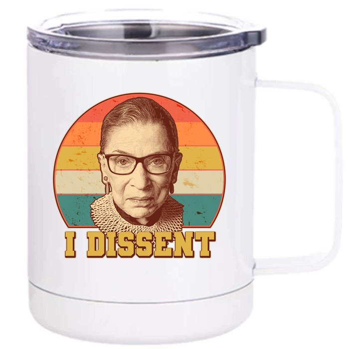 Vintage Ruth Bader Ginsburg I Dissent RBG Tribute Front & Back 12oz Stainless Steel Tumbler Cup