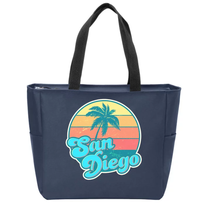 Vintage San Diego Sunset Zip Tote Bag