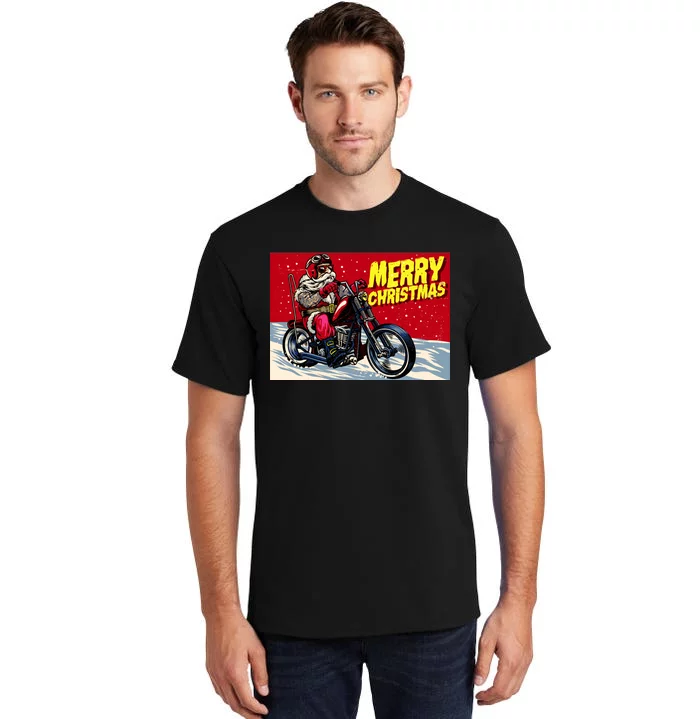 Vintage Santa Biker Riding Chopper Tall T-Shirt