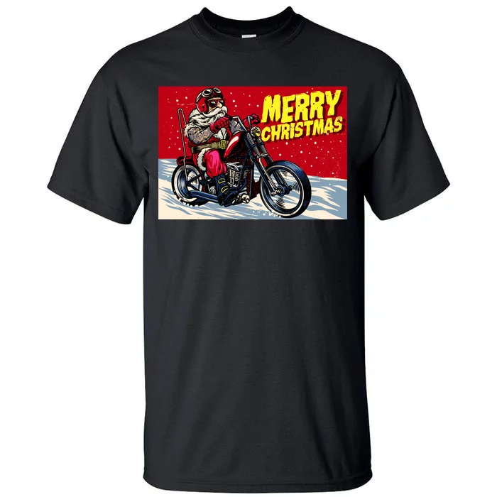 Vintage Santa Biker Riding Chopper Tall T-Shirt