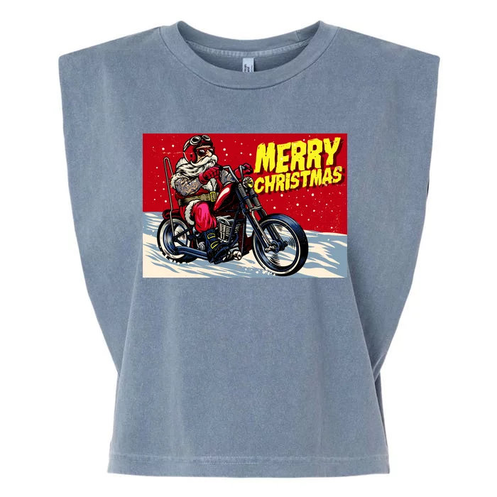 Vintage Santa Biker Riding Chopper Garment-Dyed Women's Muscle Tee