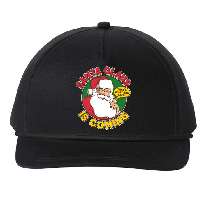 Vintage Santa Claus Is Coming That's What She Said Snapback Five-Panel Rope Hat