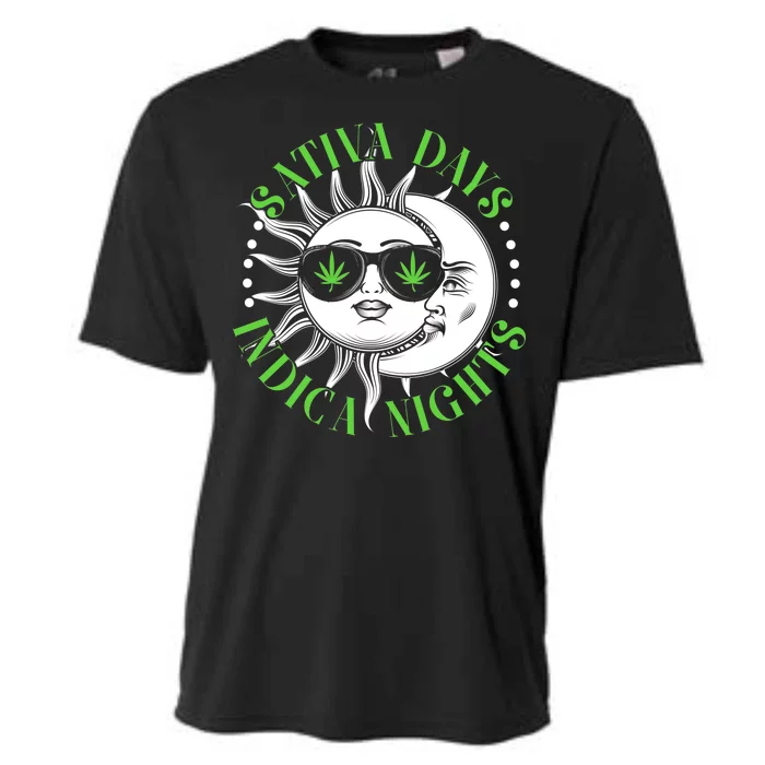 Vintage Sativa Days Indica Nights Sun And Moon Cooling Performance Crew T-Shirt