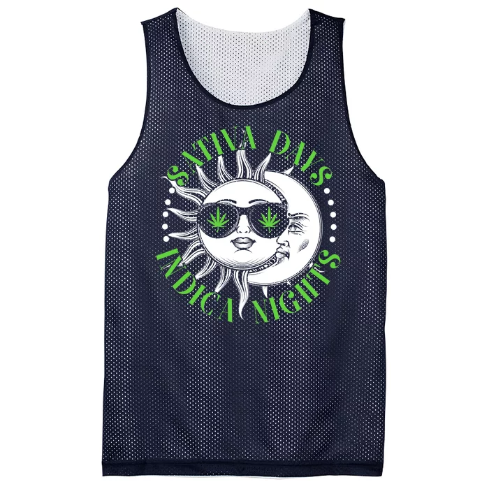 Vintage Sativa Days Indica Nights Sun And Moon Mesh Reversible Basketball Jersey Tank