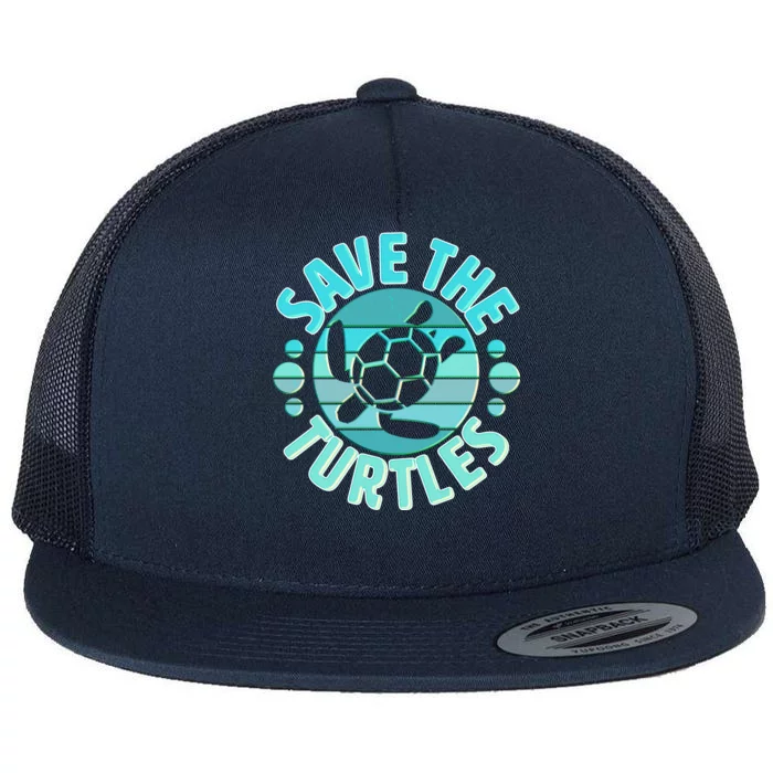 Vintage Save The Turtles Flat Bill Trucker Hat