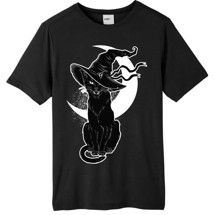 Vintage Scary Halloween Black Cat Moon Witch ChromaSoft Performance T-Shirt