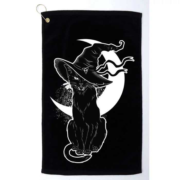 Vintage Scary Halloween Black Cat Moon Witch Platinum Collection Golf Towel