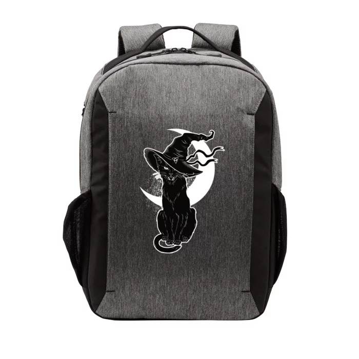 Vintage Scary Halloween Black Cat Moon Witch Vector Backpack